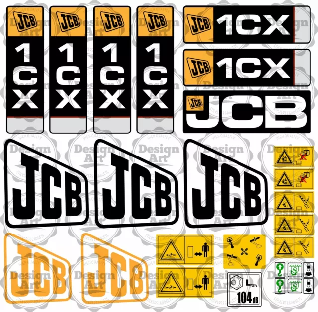 JCB 1CX Bagger Heckbagger Aufkleber Set Decals