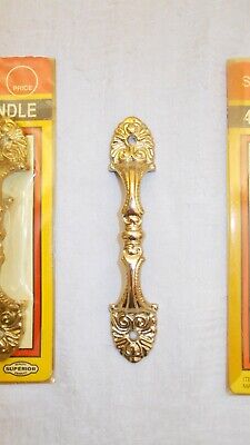 Set Of 8 Vintage Brass Door/Drawer Pulls Handles Ornate Details (B7) 2