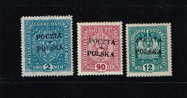 Poland 1919 Krakow Issues stamps error overprinted Poczta Polska Krakau mnh