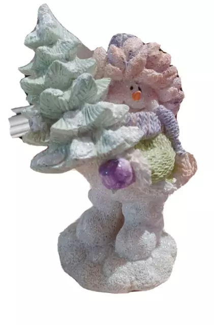 K's Collection Pastel Snowman Carrying Christmas Tree Figurine