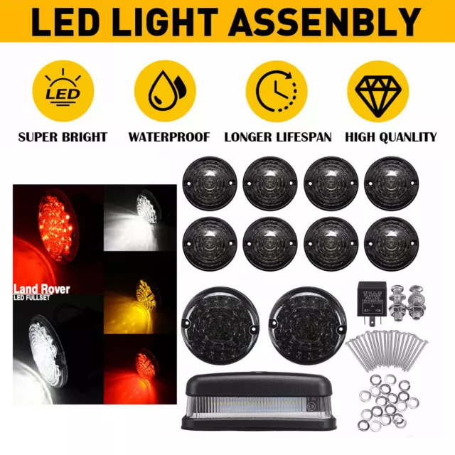 Full Smoked LED light upgrade kit for Fog Reverse For Land Rover 90/110 Defender