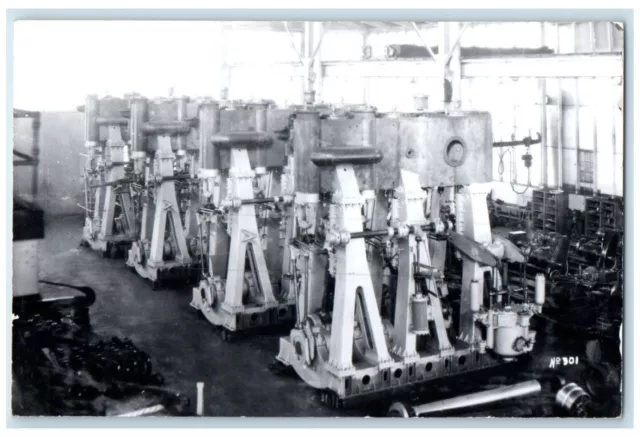 c1950's 1919 US Marine Navy Ship Engine Room Interior View RPPC Photo Postcard