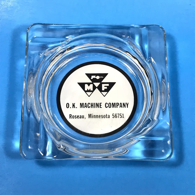 Rare VTG MASSEY FERGUSON DEALER ASHTRAY 4.25" - O.K. Machine Company Roseau MN