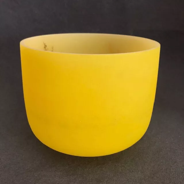 Frosted Yellow 8" Crystal Singing Bowl Note D Tones Sacral Chakra + Mallet Relax