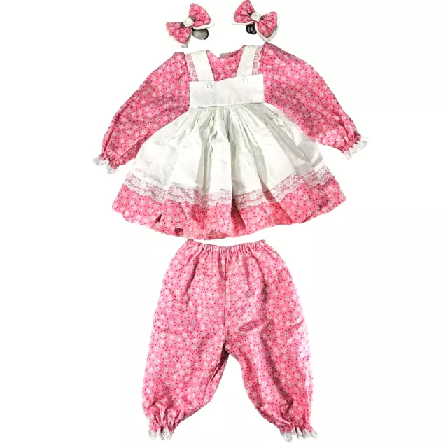 Lee Middleton/ Doll Clothes PINK FLOWER Blouse/SHIRT & Pants & HAIR BOWS