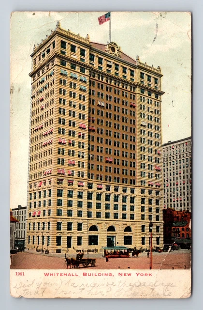 New York NY-New York, Whitehall Building, c1907 Antique Vintage Postcard