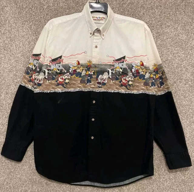 Vintage 90s Looney Tunes Karman Mens Western Dance Button Shirt Size Large USA