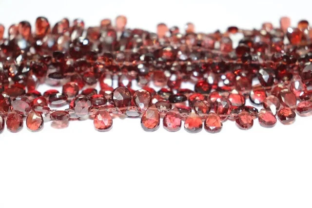 Natural A++ Mozambique Garnet Faceted Pear Gemstone 10 Beads For Jewelry Making