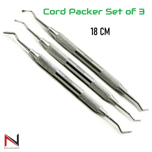 Cord Packer Set Of 3 Gingival Retraction Dental Atraumatic Placement Instruments