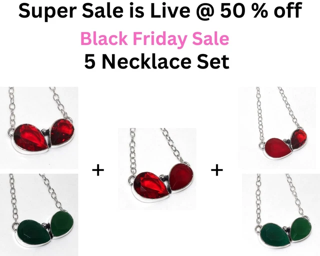 Garnet, Green Onyx Fresh Stock Deals 5 Necklace Combo Set 16" GW