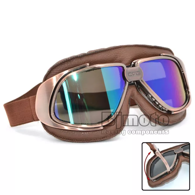 Motocross Scooter Bicycle Aviator Pilot Helmet Adult Retro Motorcycle Goggles