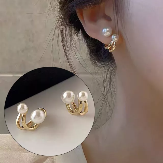 2024 Fashion 1pair Pearl Gold Earrings Ear Stud Eardrop Women Jewellery Gifts