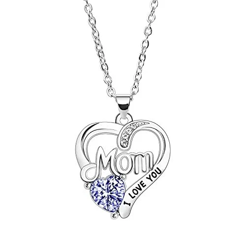 Mom Necklace I Love You Mom Gifts Mother's Day Gifts Rhinestone Necklace for ...