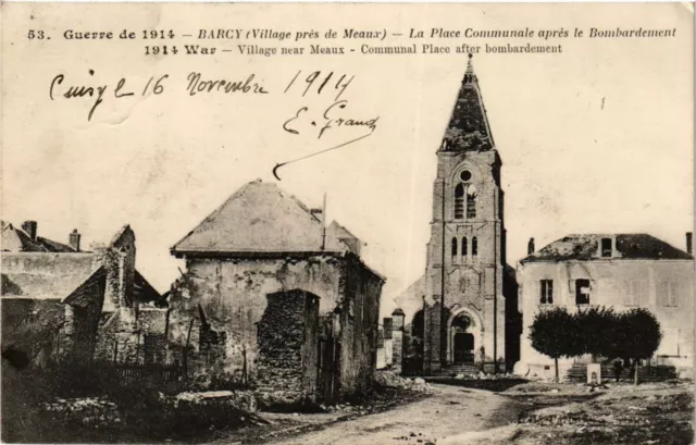 CPA AK Militaire BARCY - La Place Communale (361667)