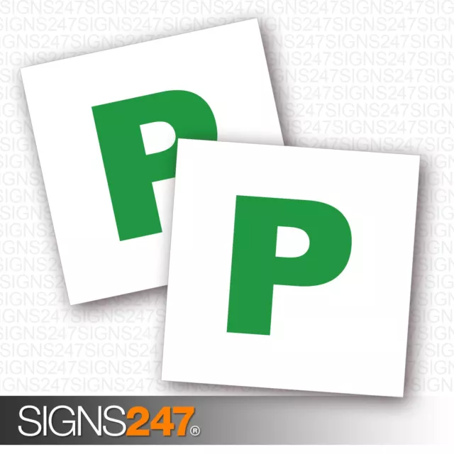 2 x New Driver P Plate Stickers Safety Car Learner Just Passed Vinyl Legal Signs