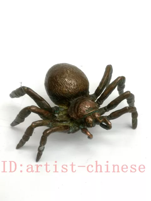 Collected Chinese Bronze Carving Araneid Figurine Statue pendant Decoration Gift