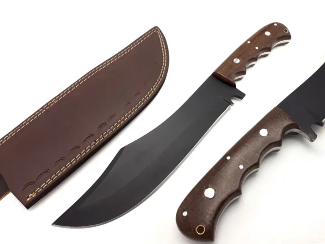 NOORAKI Handmade Fixed Blade Hunting Knife with Leather Sheath Full Tang 15"