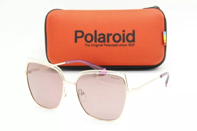 New Polaroid Pld 4093/S Dd80F Gold Purple Authentic Sunglasses W/Case 59-16