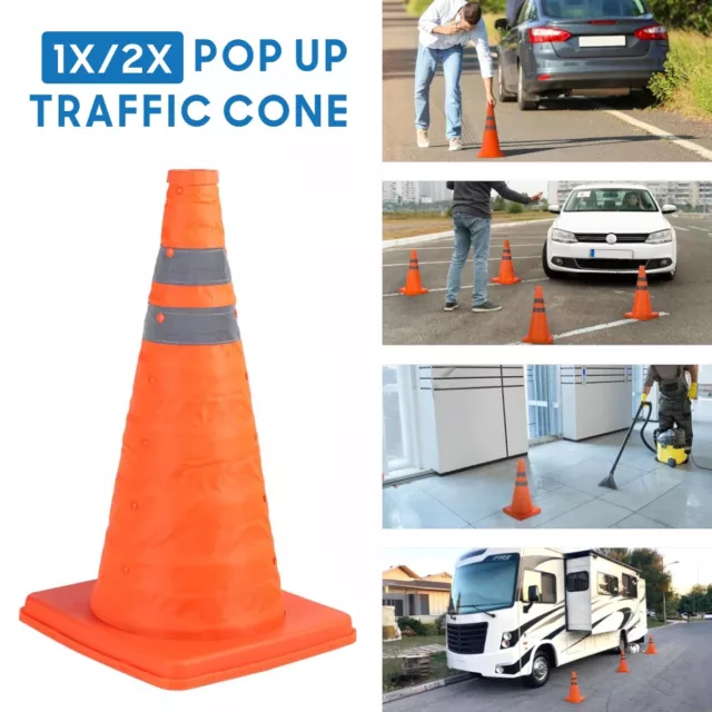2Pk Pop Up Safety Cone 18" High Visibility Emergency Road Traffic Parking Post