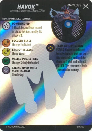 Havok #L039 Mutant Mayhem Marvel Heroclix Legacy Card Near Mint Marvel