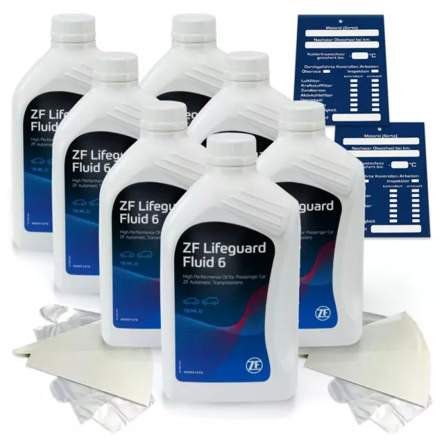 7 Liter Automatikgetriebeöl 6HP ZF LifeGuard Fluid 6 inkl. Trichter + Anhänger