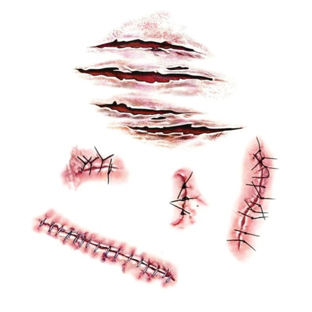 10 pegatinas de sangre tatuajes de zombis para cicatrices falsas para heridas sangrantes cuerpo cara