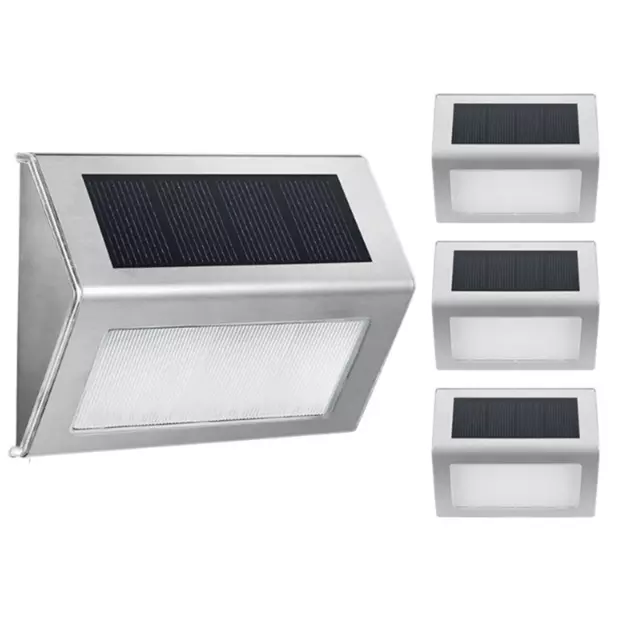 Stainless Steel Solar Powered Step Lights Waterproof & Automatic On/Off