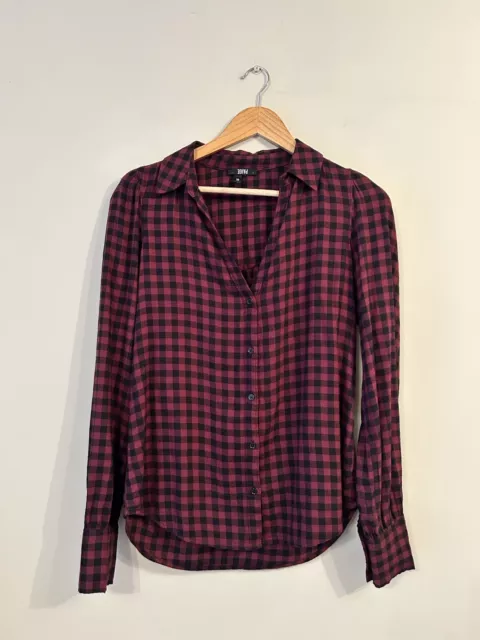 Paige Multicolor Gingham Plaid Check Long Sleeve Button Up Flannel Shirt XS