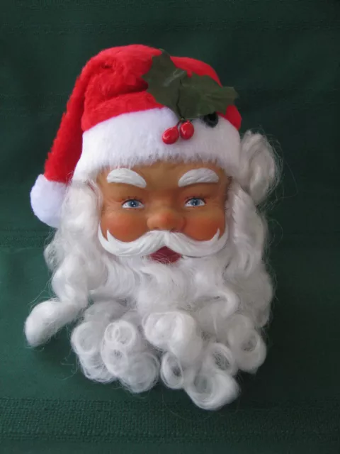 Vintage Santa Head Vintage Rubber Santa Doll Head 7" Mid-Century Christmas Decor