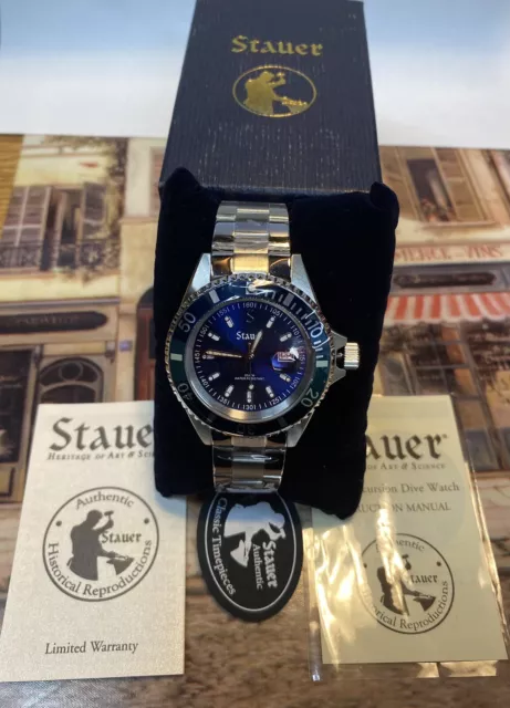 MEN S STAUER Excursion Dive Watch Silver Band Navy Face New with Box Manual 85.61 PicClick