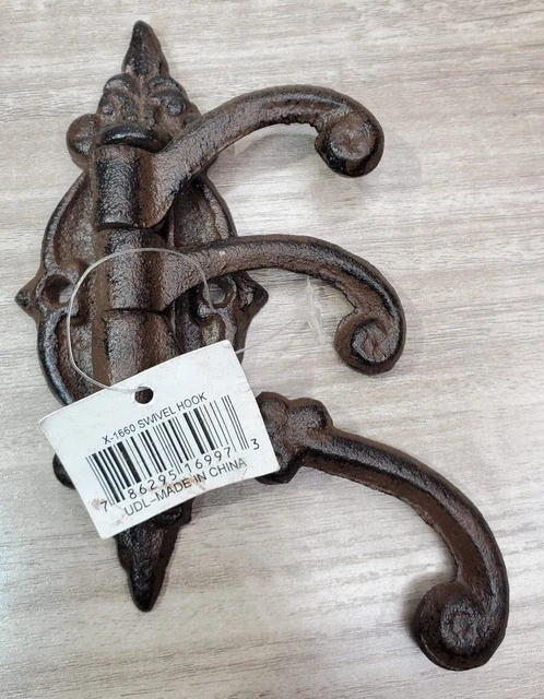 Cast Iron Swing Arm Swivel Wall Hook Hall Tree 3 Hooks T24