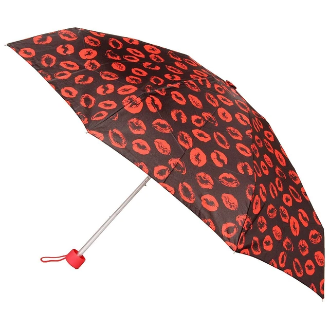 5 fold Printed Lips Small Compact Manual Umbrella which fits in Your Handbag