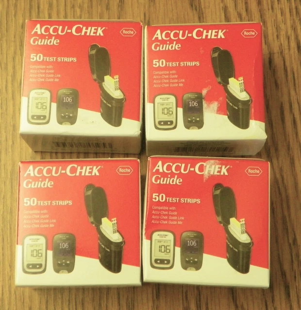 ACCU CHEK GUIDE Blood Glucose Test Strips Boxes 4 boxes of 50 EXP08