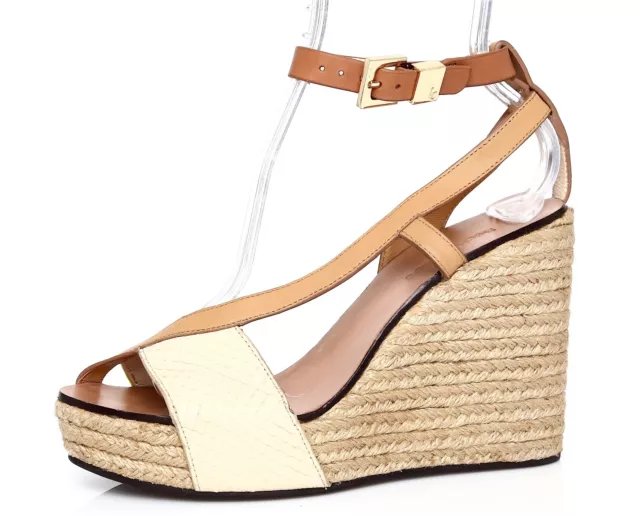 See By Chloe Women's Beige Cross Strap Espadrille Wedge Sandals N6180*  39.5 EUR