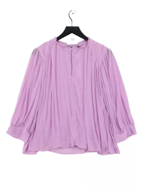Zara Women's Shirt L Purple 100% Polyester Long Sleeve Round Neck Basic