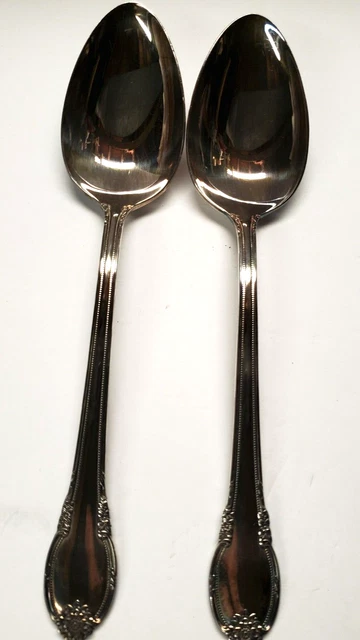 IS Remembrance Serving Spoons Set of 2 1847 Rogers Silverplate Flatware