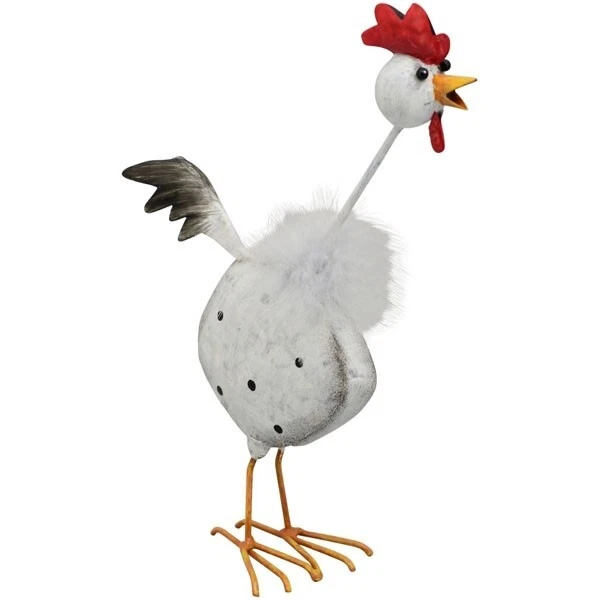 Gallina - Figura Metallo Argento - Indoorfigur 26 x 19 x 7 Animale - Henne