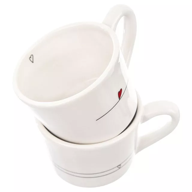 Keramikbecher Becher Tasse Teetasse Kaffeeetasse mit Henkel Herzen 2er-Set 200ml 3