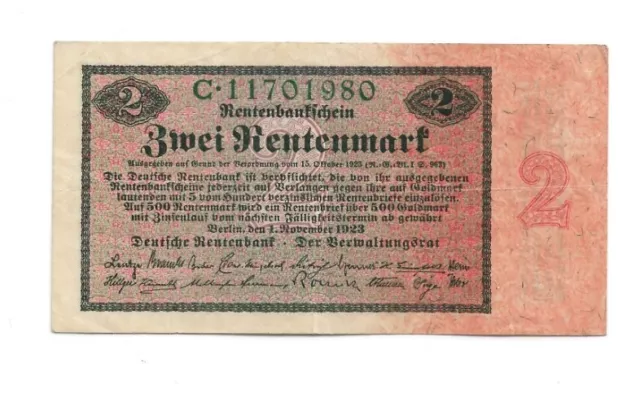 2 Rentenmark 1923 Ro. 155 (3+)