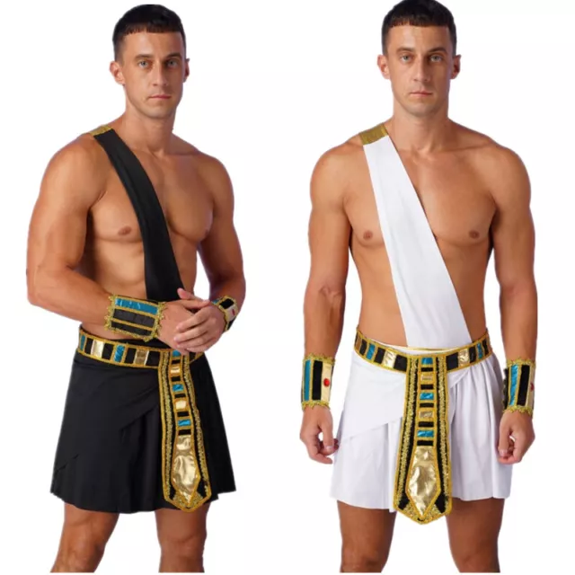 Men's Ancient Greek God Toga Costume One Shoulder Knight Warrior Skirt Outfits