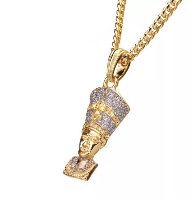 Gold Plated Egyptian Pharaoh Queen Nefertiti Mini Pendant 20" Chain MMP 97 GS