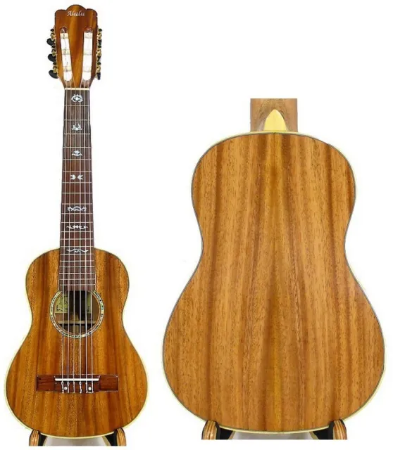 Alulu Solid Acacia Koa 30 inch Baritone Guitarlele natural wood grain HU1521