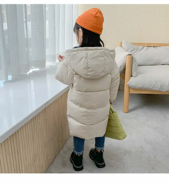Padded Down Winter Long Jacket Hooded Parka Toddler Kid Girl Boy Outerwear Coat 9