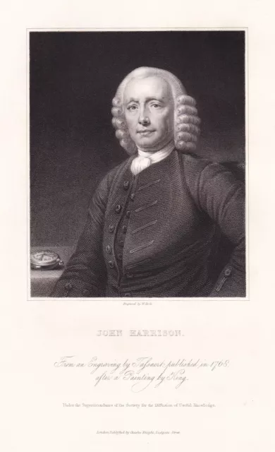 John Harrison Horloger Charpentier Clockmaker Inventeur Portrait Engraving 1835