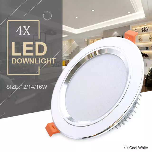 4X LED Downlight Cool White Dimming 12W-16W With Plug 70mm/90mm/120mm Indoor