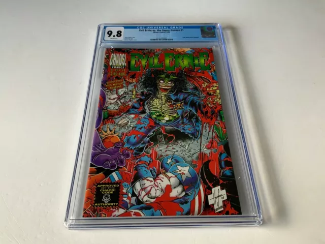 Evil Ernie Vs The Super Heroes 1 Cgc 9.8 White Ps Lady Death Poster Chaos Comics