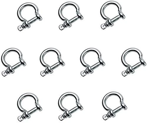 10 PCS M4 Stainless Steel Bow Shackle 5/32" (4mm) Forged Anchor Bow Shackle