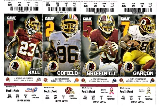 WASHINGTON REDSKINS ~ Lot of 2014 Tickets with Player Photos