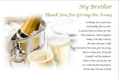 Brother Thank You For Giving Me Away Gift- Personalised Wedding Poem £3.23  - Picclick Uk