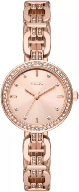 Relic By Fossil Womens Rose Goldtone Bracelet Watch ZR34650